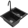 Mexen Carlos 1,5-compartment granite sink with a kitchen mixer tap Telma, Black/Silver metallic - 6518-73-670200-70