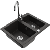Mexen Carlos granite sink 1.5-bowl with kitchen faucet Telma, black/gold metallic - 6518-75-670200-00