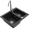 Mexen Carlos granite sink 1.5-bowl with Telma kitchen tap, black/gold metallic - 6518-75-670200-00