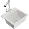 Mexen Milo 1-bowl granite sink with Duero kitchen faucet, white - 6505-20-671600-00