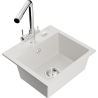 Mexen Milo 1-bowl granite sink with Duero kitchen tap, white - 6505-20-671600-00