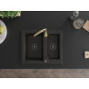Mexen Carlos granite sink 1.5-bowl with Telma kitchen faucet, black/gold metallic - 6518-75-670200-50-B