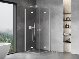 Mexen Mist-F Duo folding shower cabin 105 x 105 cm, transparent, white - 8A6-105L-105P-20-00