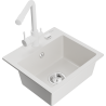 Mexen Milo granite kitchen sink 1-bowl with Duero kitchen faucet, white - 6505-20-671600-20