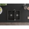 Mexen Carlos granite sink 1.5-bowl with Telma kitchen faucet, black/gold metallic - 6518-75-670200-70