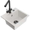 Mexen Milo 1-bowl granite kitchen sink with Duero kitchen tap, white - 6505-20-671600-70