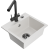 Mexen Milo 1-bowl granite sink with Duero kitchen faucet, white - 6505-20-671600-70