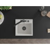 Mexen Milo 1-bowl granite sink with Duero kitchen faucet, white - 6505-20-671600-70