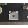 Mexen Milo granite kitchen sink 1-bowl with Duero kitchen faucet, white - 6505-20-671600-70