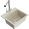 Mexen Milo 1-bowl granite sink with Duero kitchen faucet, beige - 6505-69-671600-00