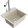 Mexen Milo 1-compartment granite sink with a kitchen mixer tap Duero, Beige - 6505-69-671600-00