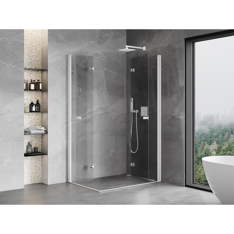 Mexen Mist-F Duo foldable shower cabin right 100 x 120 cm, transparent, white - 8A6-100L-120P-20-00