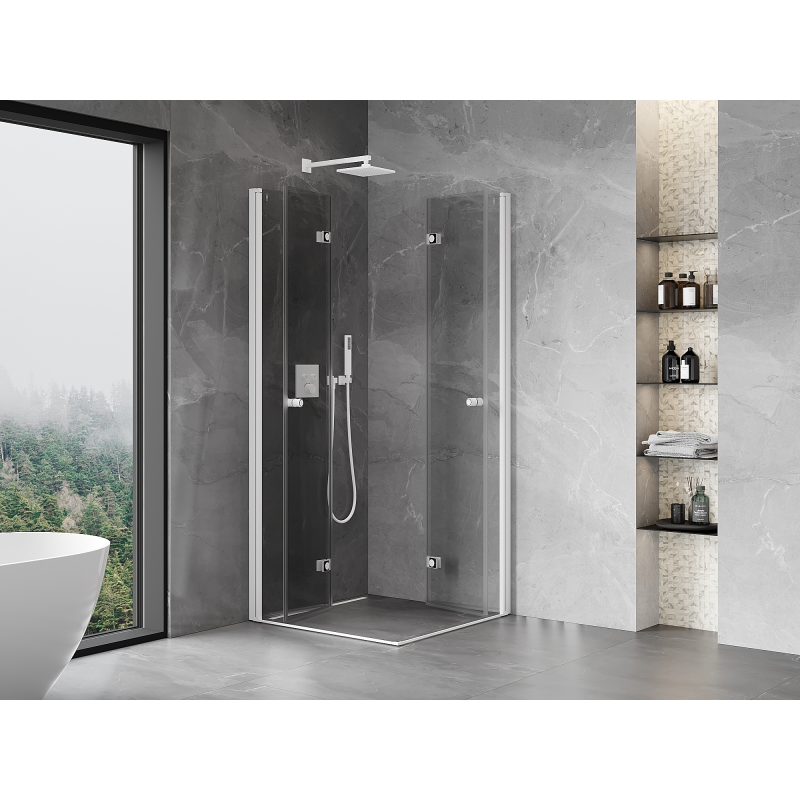 Mexen Mist-F Duo folding shower cabin 120 x 120 cm, transparent, white - 8A6-120L-120P-20-00