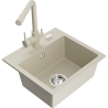 Mexen Milo 1-compartment granite sink with a kitchen mixer tap Duero, Beige - 6505-69-671600-69