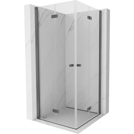 Mexen Mist-F Duo folding shower cabin 70 x 70 cm, transparent, gun gray brushed - 8A6-070L-070P-66-00
