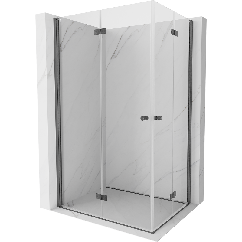 Mexen Mist-F Duo folding shower cabin left 85 x 70 cm, transparent, brushed gun gray - 8A6-085L-070P-66-00