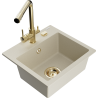 Mexen Milo 1-compartment granite sink with a kitchen mixer tap Duero, Beige - 6505-69-671600-50