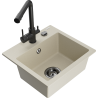 Mexen Milo 1-bowl granite kitchen sink with Duero faucet, beige - 6505-69-671600-70