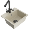 Mexen Milo 1-bowl granite sink with Duero kitchen faucet, beige - 6505-69-671600-70
