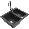 Mexen Carlos 1,5-compartment granite sink with a kitchen mixer tap Telma, spotted black - 6518-76-670200-00