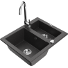 Mexen Carlos Telma Granite 1.5-Bowl Kitchen Sink with Faucet, Black Speckled - 6518-76-670200-00