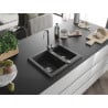 Mexen Carlos Telma Granite 1.5-Bowl Kitchen Sink with Faucet, Black Speckled - 6518-76-670200-00