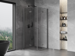 Mexen Mist-F Duo folding shower cabin 80 x 80 cm, transparent, brushed gun gray - 8A6-080L-080P-66-00