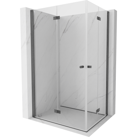 Mexen Mist-F Duo Folding Shower Enclosure Left 90 x 80 cm, Transparent, Brushed Gun Gray - 8A6-090L-080P-66-00