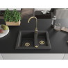 Mexen Carlos 1.5-bowl granite sink with Telma kitchen faucet, black speckled - 6518-76-670200-50