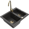 Mexen Carlos 1.5-bowl granite sink with Telma kitchen faucet, black speckled - 6518-76-670200-50