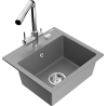 Mexen Milo 1-bowl granite sink with Duero kitchen faucet, gray - 6505-71-671600-00
