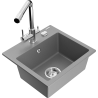 Mexen Milo granite kitchen sink 1-bowl with Duero kitchen faucet, gray - 6505-71-671600-00