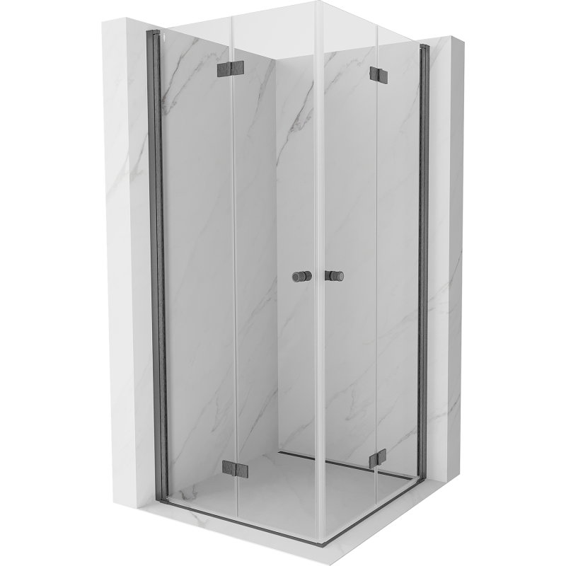 Mexen Mist-F Duo Folding Shower Cabin 85 x 85 cm, Transparent, Brushed Gun Gray - 8A6-085L-085P-66-00