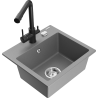 Mexen Milo 1-bowl granite sink with Duero kitchen faucet, gray - 6505-71-671600-70