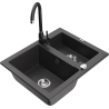 Mexen Carlos 1,5-compartment granite sink with a kitchen mixer tap Telma, spotted black - 6518-76-670200-70