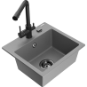Mexen Milo 1-bowl granite sink with Duero kitchen faucet, gray - 6505-71-671600-70-B