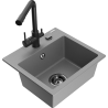 Mexen Milo Granite Kitchen Sink 1-Bowl with Duero Mixer Tap, Grey - 6505-71-671600-70-B