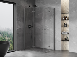 Mexen Mist-F Duo folding shower cabin left 115 x 95 cm, transparent, brushed gun gray - 8A6-115L-095P-66-00