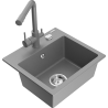 Mexen Milo granite single-bowl sink with Duero kitchen faucet, gray - 6505-71-671600-71