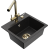 Mexen Milo 1-bowl granite sink with Duero kitchen faucet, black/silver metallic - 6505-73-671600-50