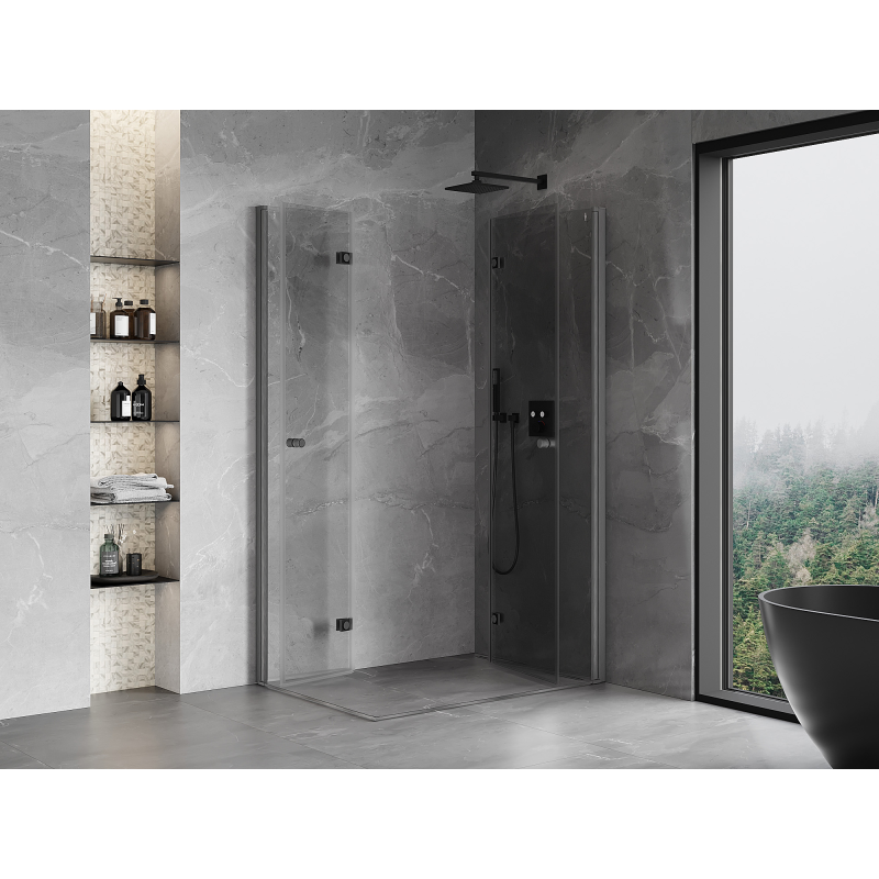 Mexen Mist-F Duo Folding Shower Cabin Right 105 x 120 cm, Transparent, Brushed Gun Gray - 8A6-105L-120P-66-00