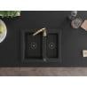 Mexen Carlos granite sink 1.5-bowl with Telma kitchen tap, black - 6518-77-670200-50