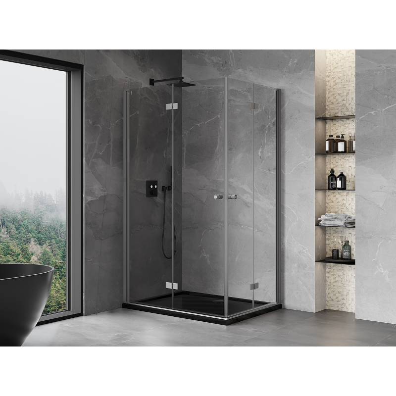 Mexen Mist-F Duo Folding Shower Cabin Left 75 x 70 cm, Transparent, Gun Metal - 8A6-075L-070P-95-00