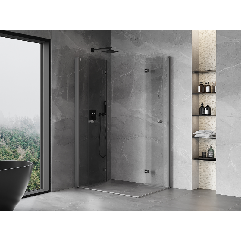 Mexen Mist-F Duo Folding Shower Cabin Left 75 x 70 cm, Transparent, Gun Metal - 8A6-075L-070P-95-00