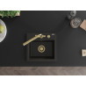 Mexen Milo granite sink single bowl with Duero kitchen faucet, black/gold metallic - 6505-75-671600-50
