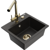 Mexen Milo granite kitchen sink 1-bowl with Duero kitchen faucet, black/gold metallic - 6505-75-671600-50