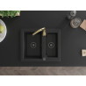 Mexen Carlos 1.5-bowl granite kitchen sink with Telma kitchen faucet, black - 6518-77-670200-50-B