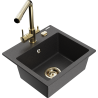 Mexen Milo 1-bowl granite sink with Duero kitchen faucet, black speckled - 6505-76-671600-50