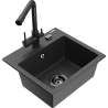 Mexen Milo 1-compartment granite sink with a kitchen mixer tap Duero, spotted black - 6505-76-671600-70-B