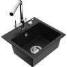 Mexen Milo 1-bowl granite sink with Duero kitchen faucet, black - 6505-77-671600-00